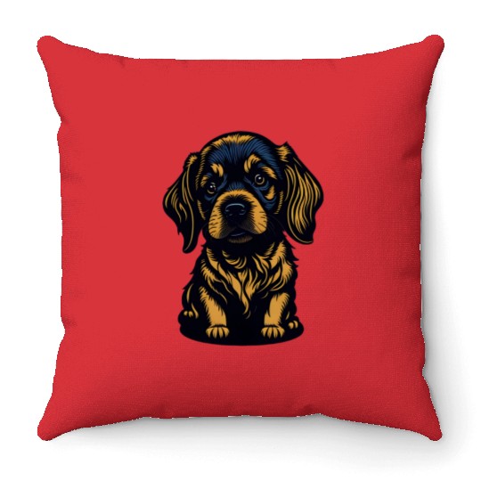 sad dog Throw Pillows