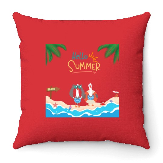 beach lobster Throw Pillows