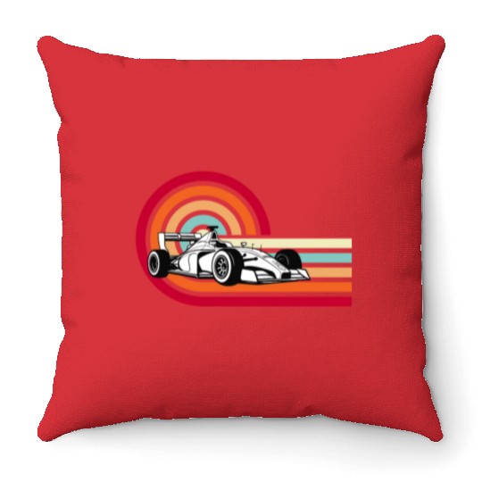 Retro Racing Race Car Driver Costume Throw Pillows