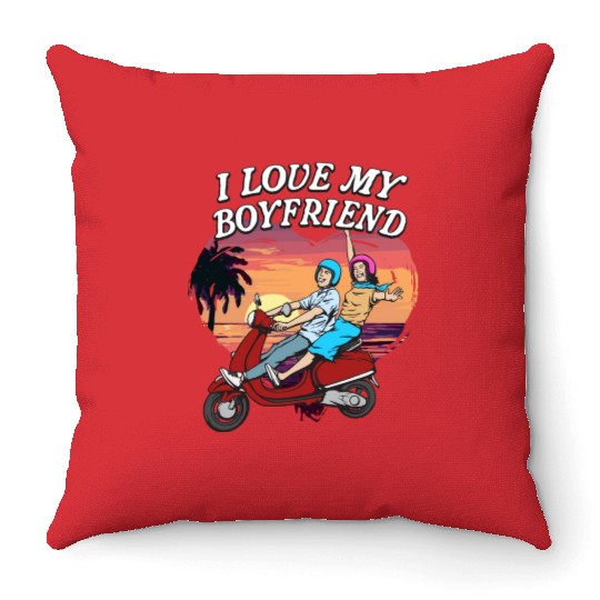 I Love My Boyfriend Funny Valentines Day Humor Throw Pillows