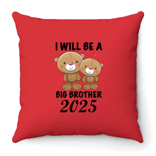 I'm Going To Be A Big Brother 2025 Teddy Bear Throw Pillows