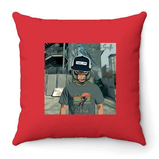 Gangsta Gorilla-Silverback Swanson Gorilla Wear Throw Pillows