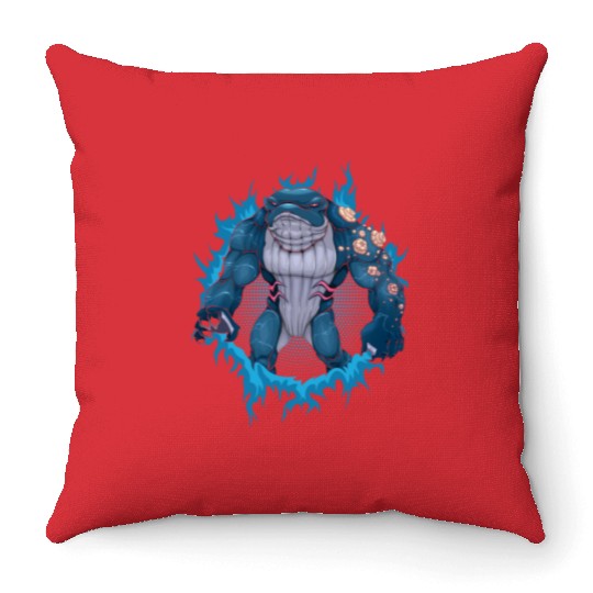 Whale Mutant With Halftone Background Throw Pillows