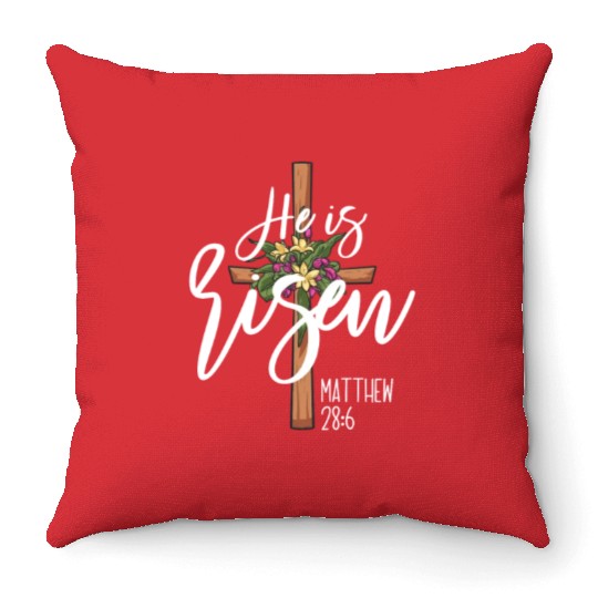 He Is Risen Matthew 28:6 Christian Jesus Is Risen Throw Pillows
