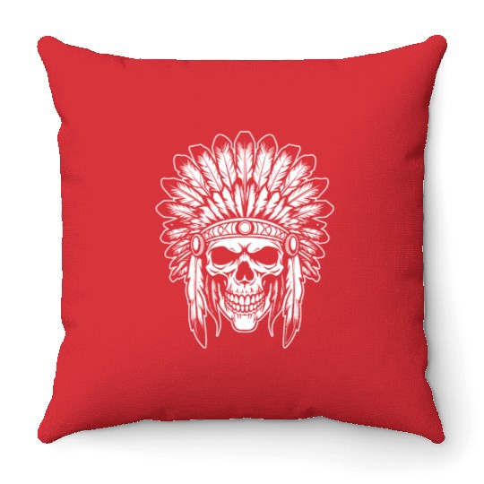 Indigenous Native American Skull Head Throw Pillows