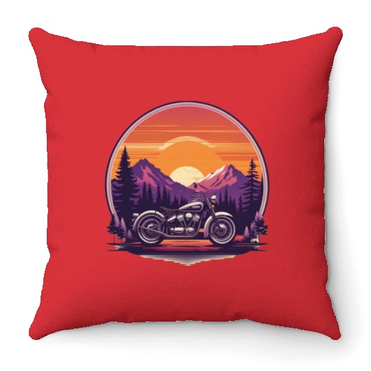 classic motorcycle Throw Pillows