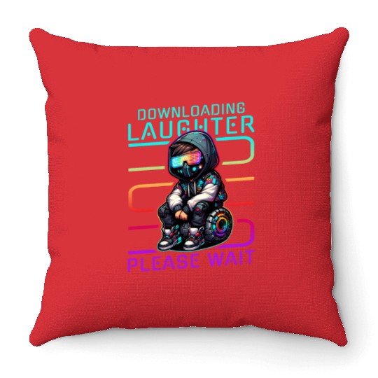 Cyberpunk Street Style Digital Boy Throw Pillows with Neon