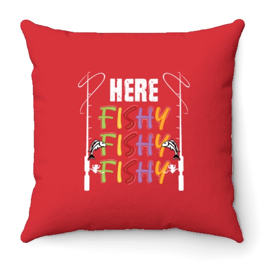 Fish Hunting Fishing Fishrod Fisherman Throw Pillows