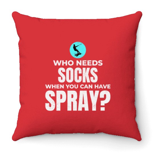 Barefoot Water Skiing Extreme Sports Barefooting Throw Pillows