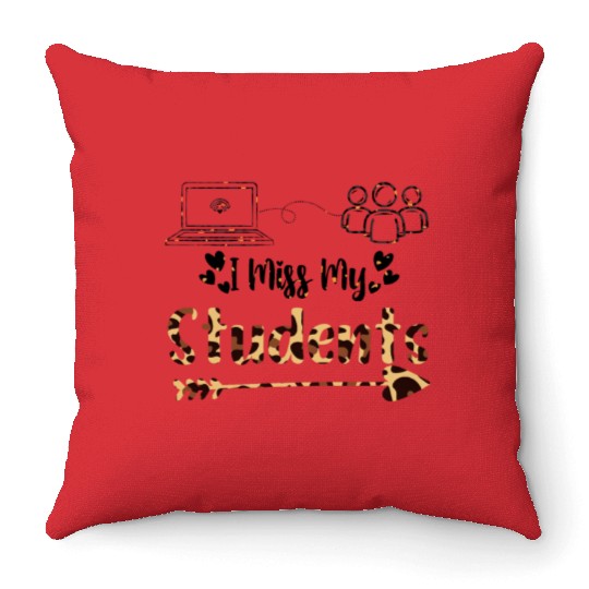 I Miss My Students Leopard Print Teacher Throw Pillows