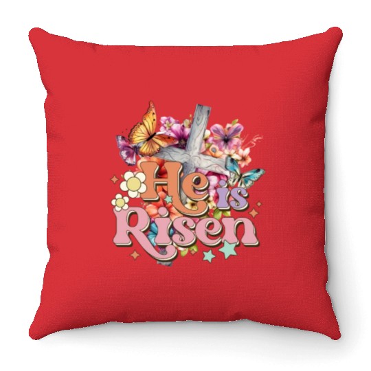 He Is Risen Christian Easter Jesus Resurrection Throw Pillows