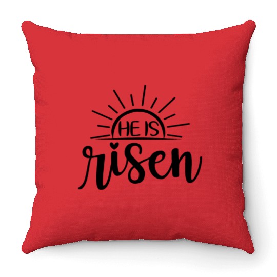 He Is Risen Sunrise Christian Easter Jesus Throw Pillows