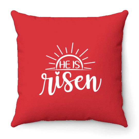 He Is Risen Sunrise Christian Easter Jesus Throw Pillows