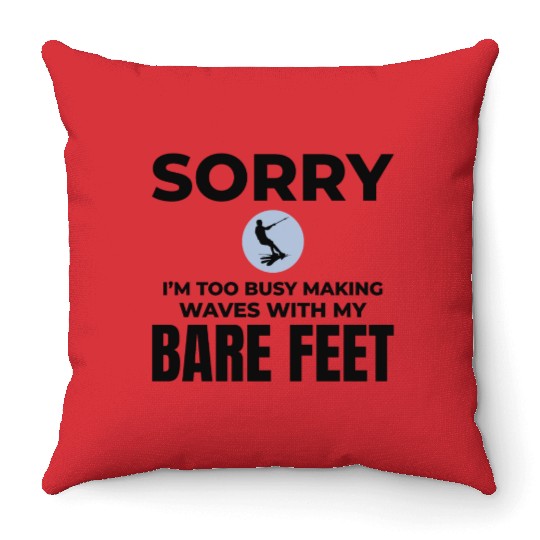 Barefoot Water Skiing Extreme Sports Barefooting Throw Pillows