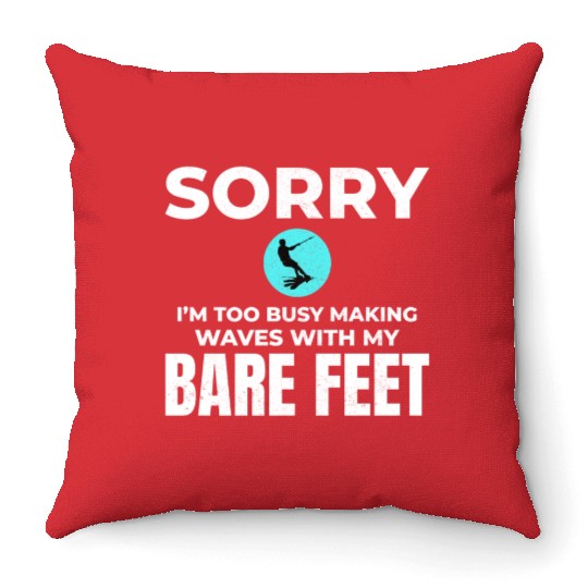 Barefoot Water Skiing Extreme Sports Barefooting Throw Pillows