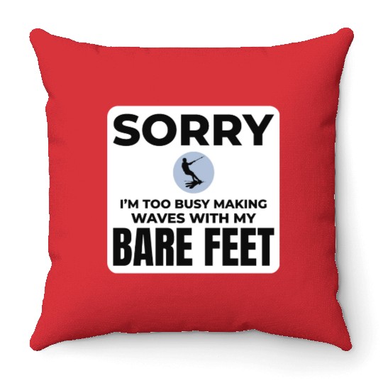 Barefoot Water Skiing Extreme Sports Barefooting Throw Pillows