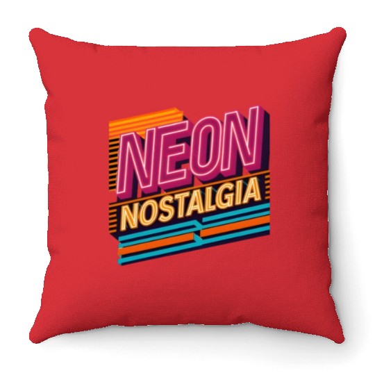 Neon Nostalgia: Pay homage to the retro neon aesth Throw Pillows