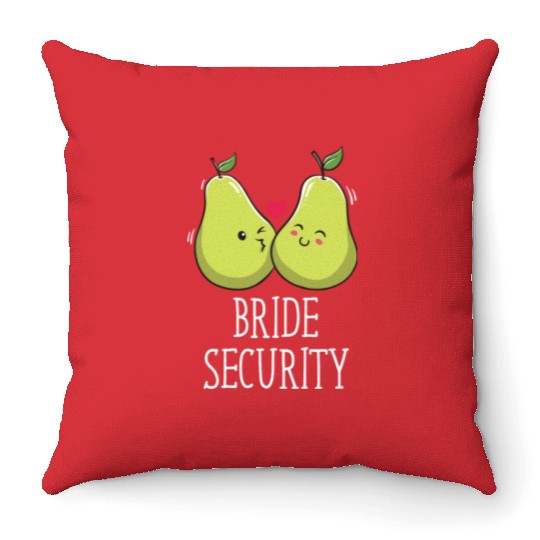 Bride Security Funny Wedding Little Ring Bear Throw Pillows