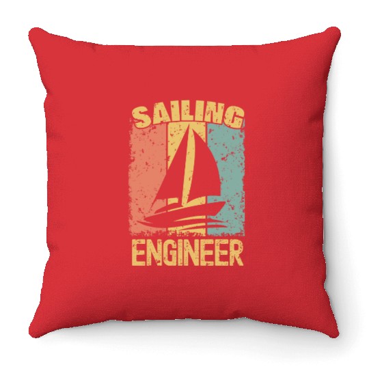 Sailing Engineer retro Throw Pillows