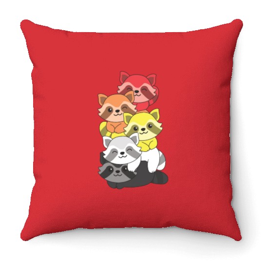 Lithsexual Flag Pride Lgbtq Cute Raccoon Throw Pillows