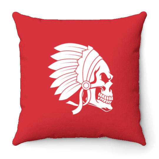 Indigenous Native American Skull Head Throw Pillows