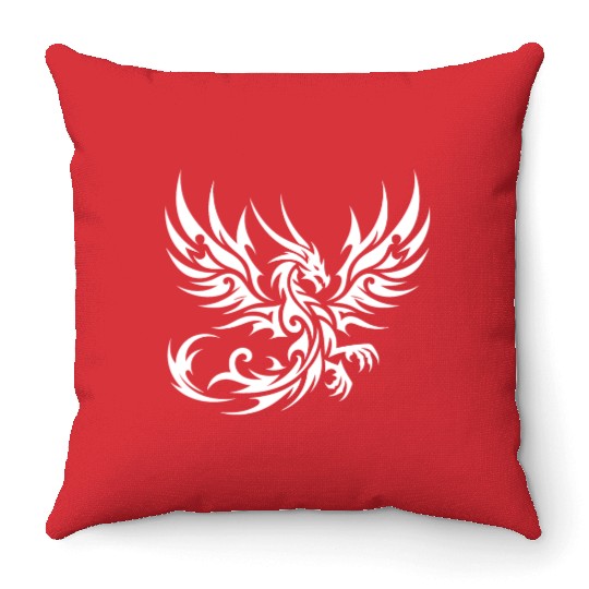 Wild Tattoo Tribal Dragon With Wings Throw Pillows