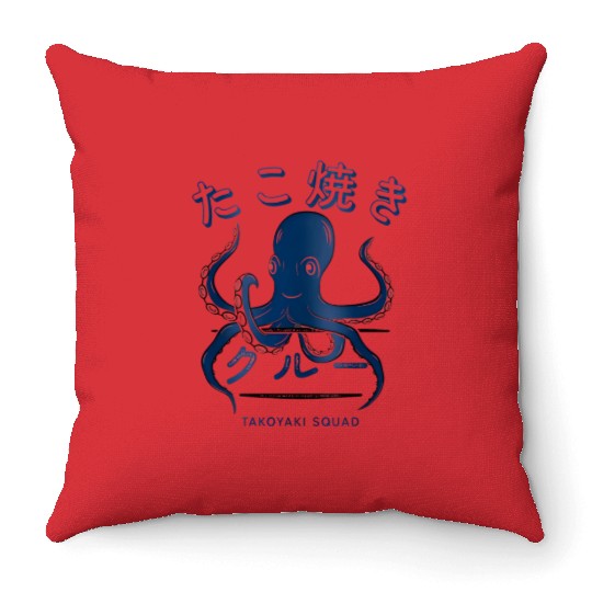 takoyaki street food japanese octopus Throw Pillows