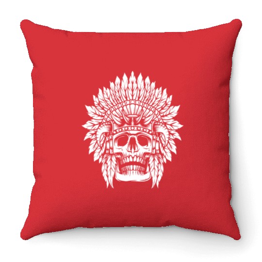 Indigenous Native American Skull Head Throw Pillows