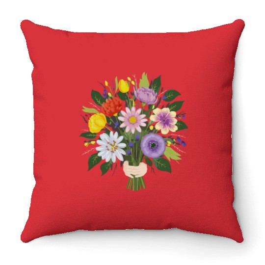 Garden Flower Bouquet Throw Pillows