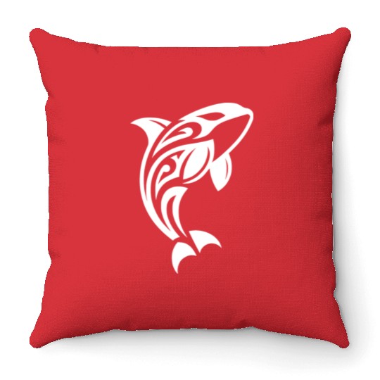 Jumping Orca T Tattoo Style Throw Pillows