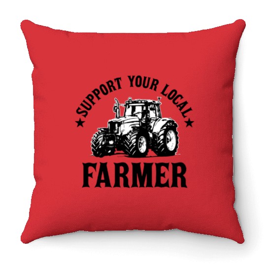 Vintage Support Your Local Farmers Farming Farmer Throw Pillows