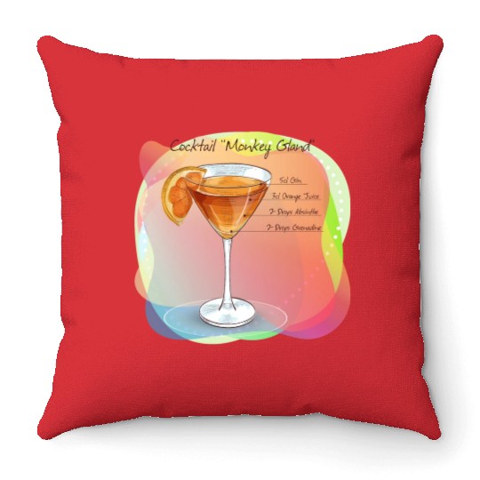Cocktail Monkey Gland Recipe Gin Orange Juice Throw Pillows
