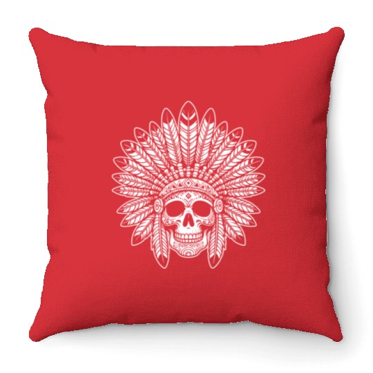 Indigenous Native American Skull Head Throw Pillows