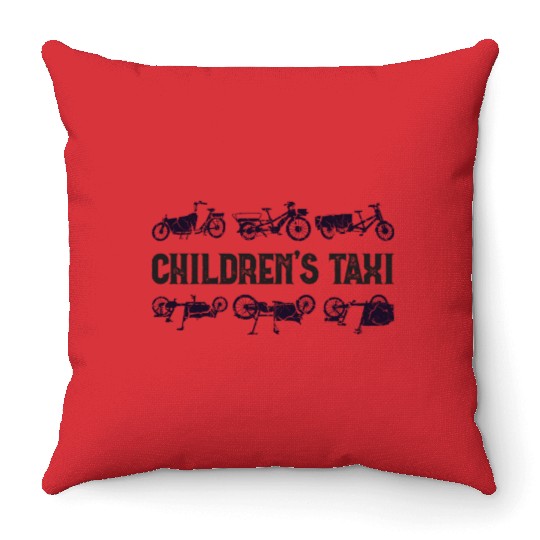 Childrens Taxi Cargo Bicycle Cargobike Throw Pillows