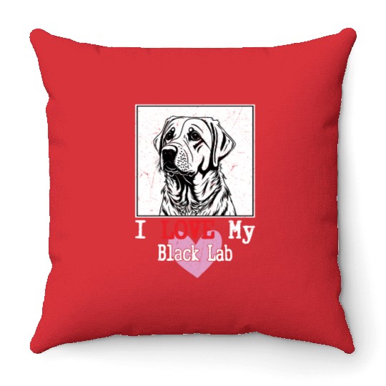 I Love My Black Lab Owner Labrador Retriever Throw Pillows