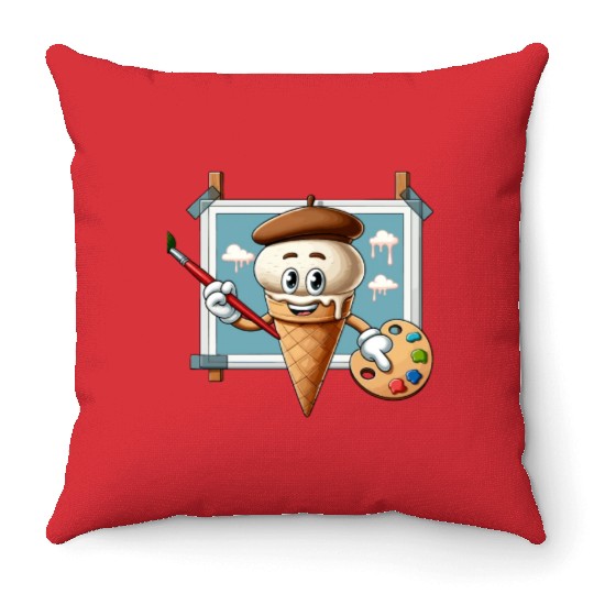 Creative Ice Cream Character Masterpiece Throw Pillows