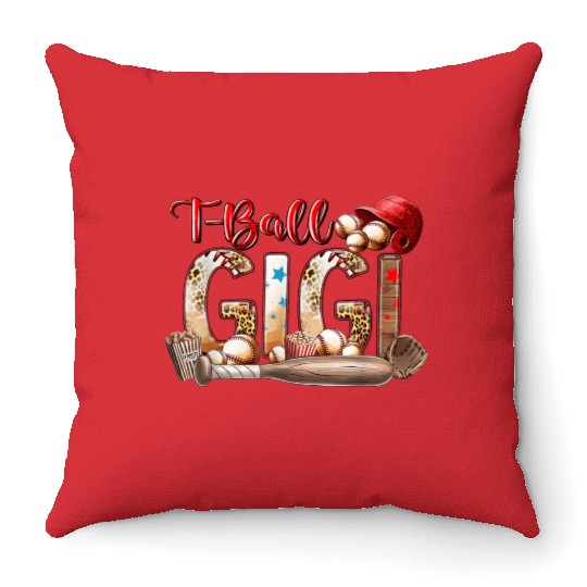 Leopard T-ball Gigi For Baseball Lover Throw Pillows