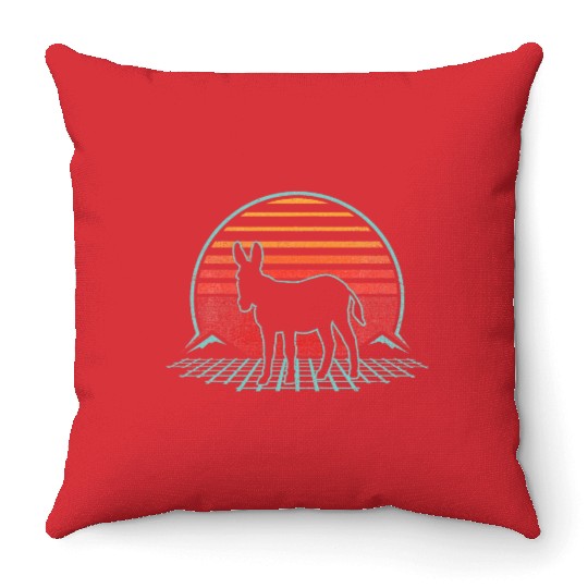 Donkey 80s Animal Lover Throw Pillows