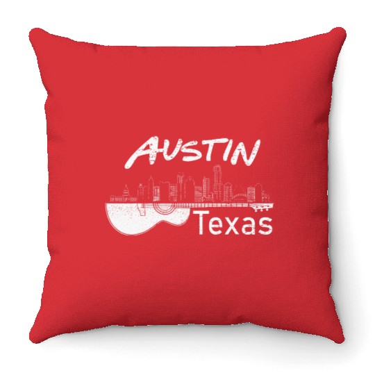 Austin Texas Souvenir Guitar Music Lover Throw Pillows
