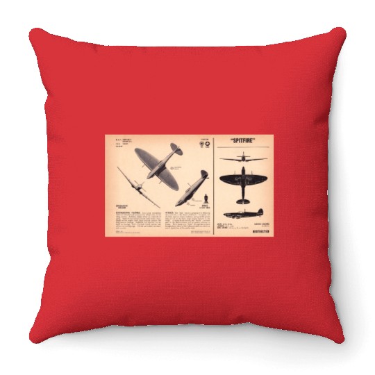 Spitfire Recognition Sheet Throw Pillows