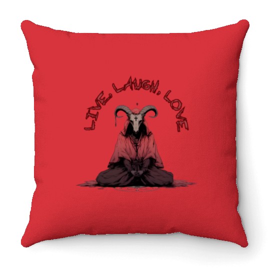 Live, Laugh, Love Baphomet Throw Pillows