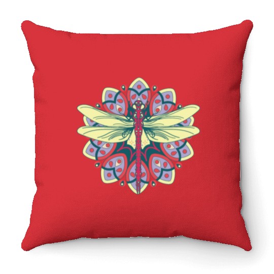 Colorful Dragonfly Nature Insects Throw Pillows