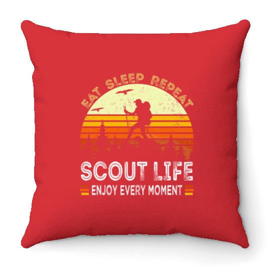Eat Sleep Scout Repeat Camping Throw Pillows
