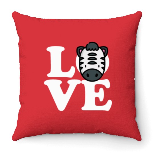 LOVE Zebra Funny Stripes Animal Face African Pun Throw Pillows