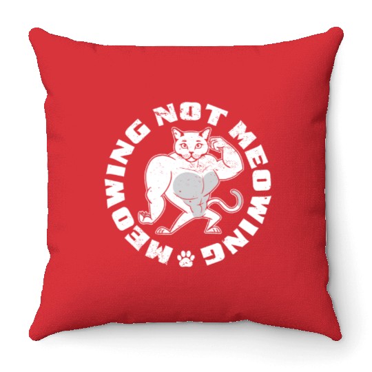 Mewing Not Meowing Funny Cat Meme Jawline Throw Pillows