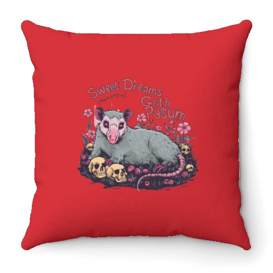 sweet dreams goth possum Street Cats Squad Throw Pillows