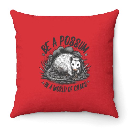 Be a Possum in a world of chaos Street Cats Squad Throw Pillows