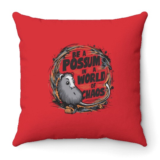 Be a Possum in a world of chaos Street Cats Squad Throw Pillows