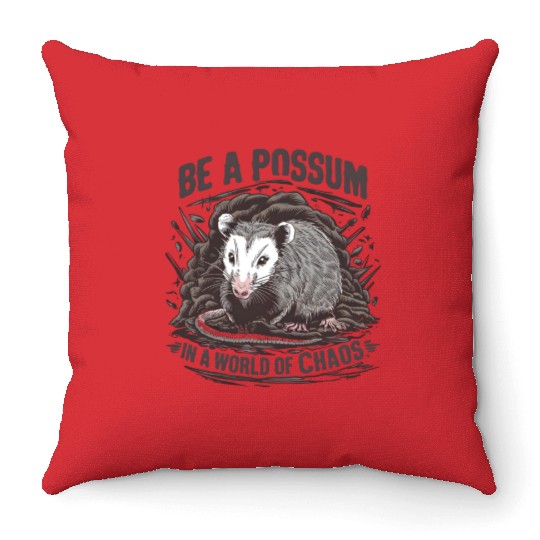 Be a Possum in a world of chaos Street Cats Squad Throw Pillows