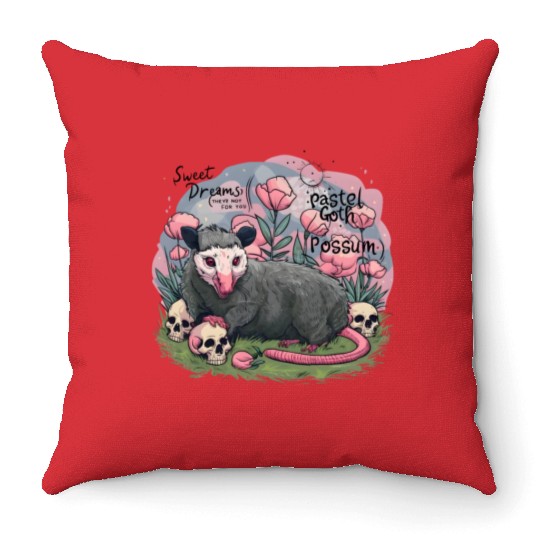 sweet dreams goth possum Street Cats Squad Throw Pillows